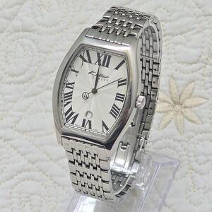 VTG Kolber Geneve Tonneau Men's Watch K8420 Silver Large Wrist Quartz Guilloche